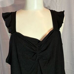 Ruffle Strap Bodysuit in Black